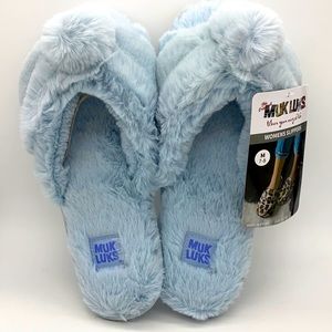 MUK LUKS Slip-on Slippers Lt. Blue Sz M 7-8 Wide through the toe area